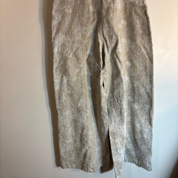 ZARA Sz S Jumpsuit Linen Blend Strapless Acid Wash Pattern Wide Leg Zipper NEW - Picture 9 of 13